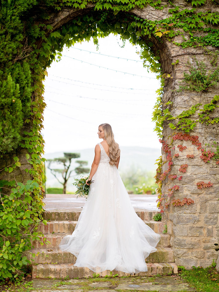 Autumn wedding blessing in converted hamlet, Umbria Italy