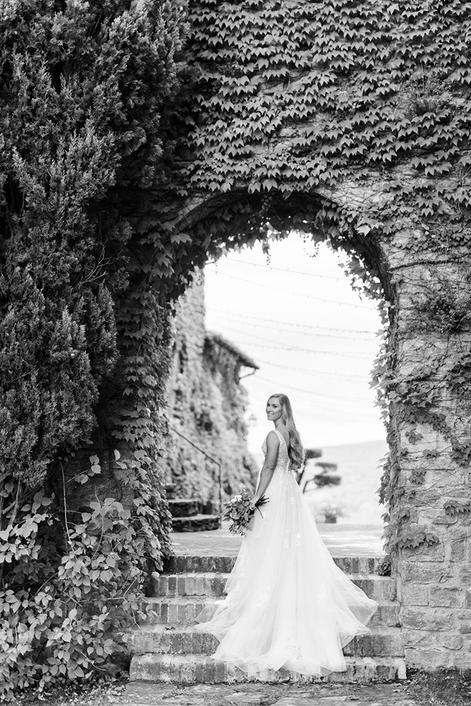 Autumn wedding blessing in converted hamlet, Umbria Italy