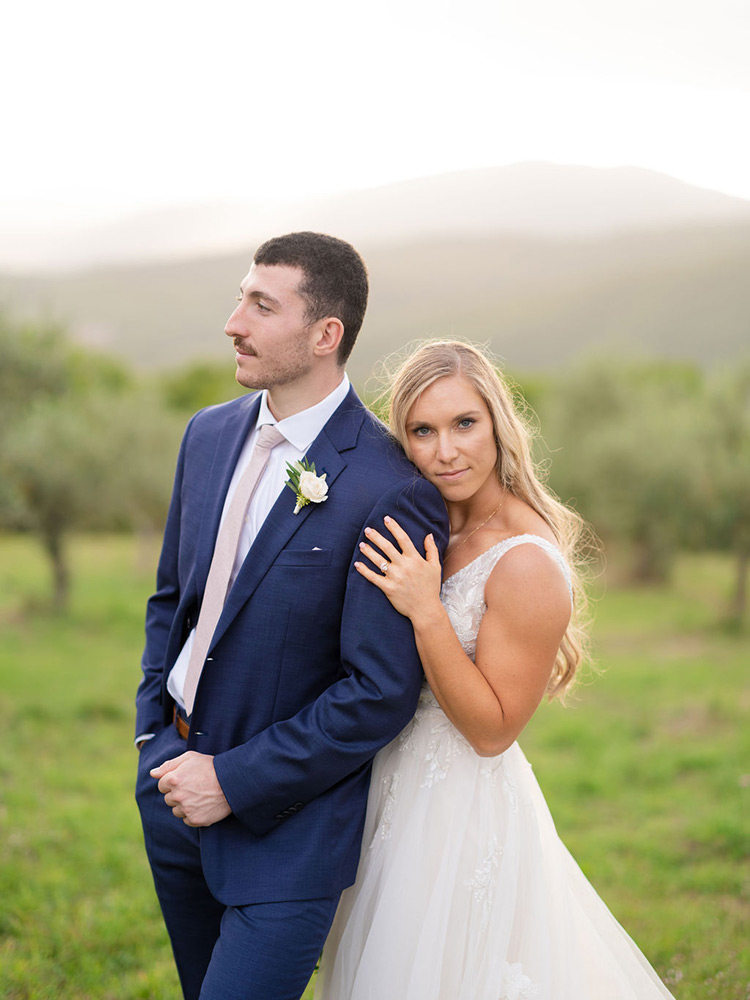 Autumn wedding blessing in converted hamlet, Umbria Italy