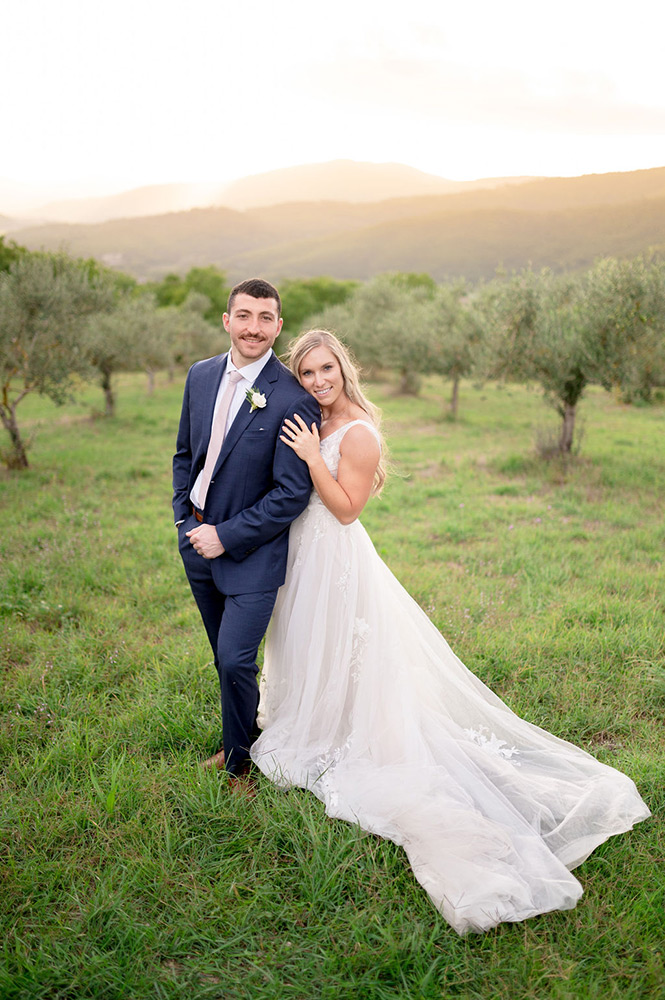 Autumn wedding blessing in converted hamlet, Umbria Italy