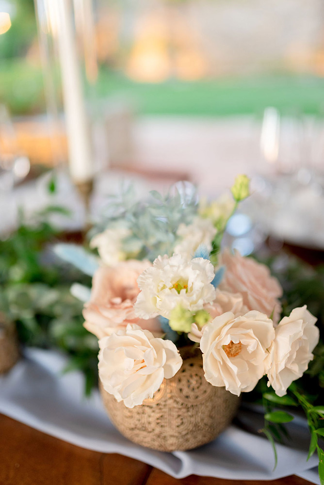 Autumn wedding blessing in converted hamlet, Umbria Italy