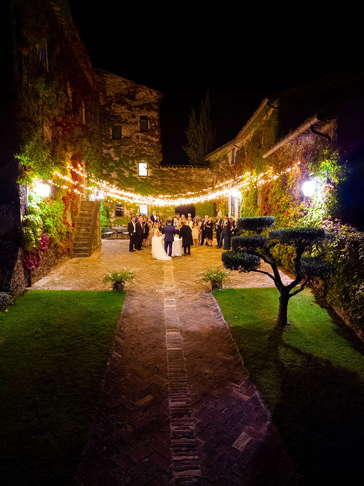 Autumn wedding blessing in converted hamlet, Umbria Italy