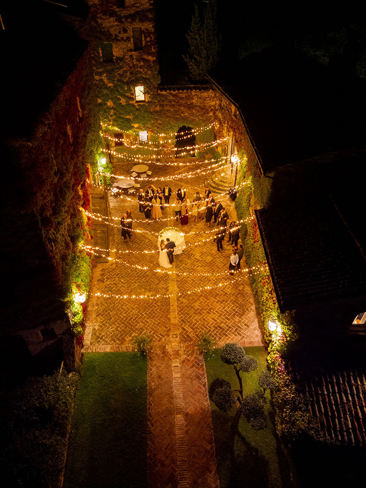 Autumn wedding blessing in converted hamlet, Umbria Italy