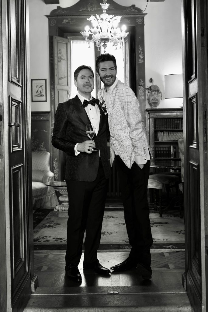 Kevin and Sean a same sex garden blessing in a Florence villa