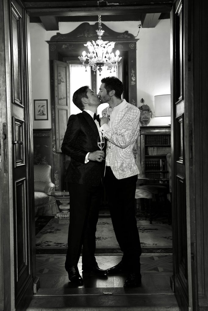 Kevin and Sean a same sex garden blessing in a Florence villa