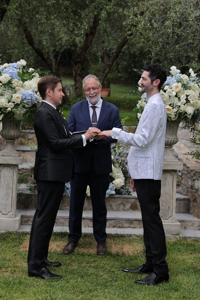 Kevin and Sean a same sex garden blessing in a Florence villa