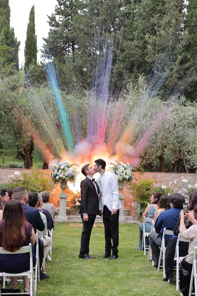 Kevin and Sean a same sex garden blessing in a Florence villa
