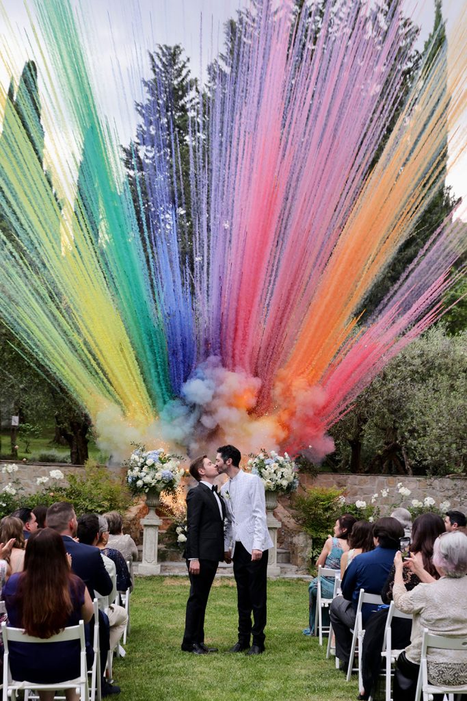 Kevin and Sean a same sex garden blessing in a Florence villa