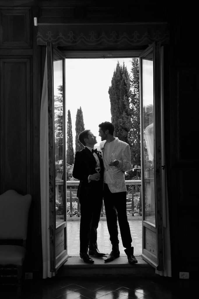 Kevin and Sean a same sex garden blessing in a Florence villa