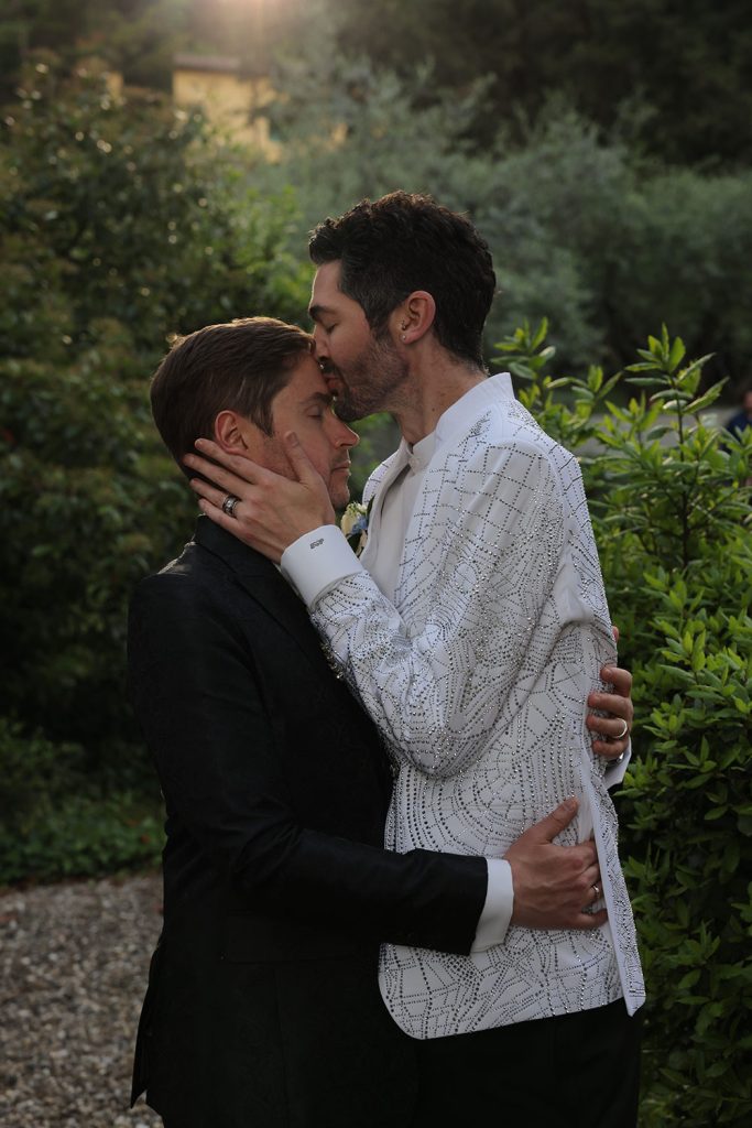 Kevin and Sean a same sex garden blessing in a Florence villa