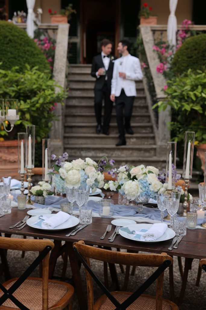 Kevin and Sean a same sex garden blessing in a Florence villa