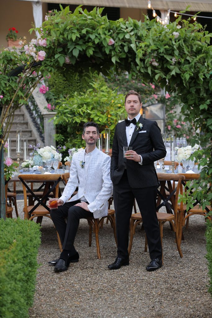 Kevin and Sean a same sex garden blessing in a Florence villa